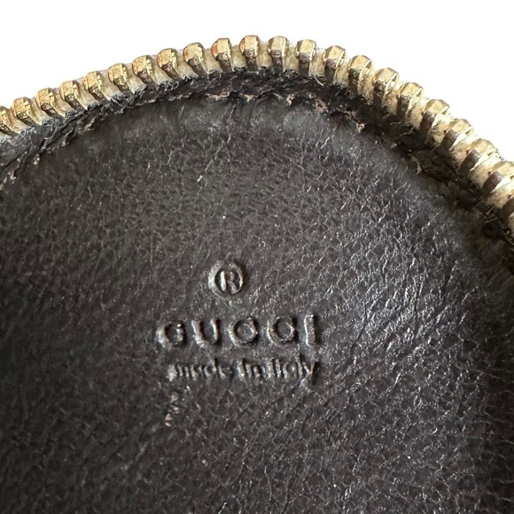 GUCCI Tan GG Monogram Canvas & White Brown Leather Heart Coin Pouch Case - Picture 5 of 12